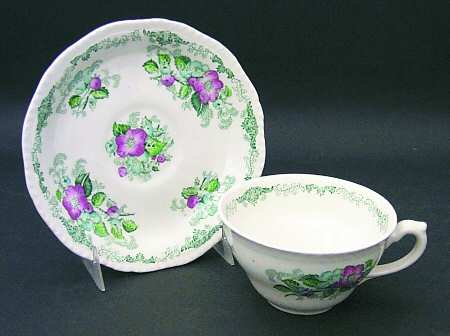 Apple Blossom Green Flat Cup & Saucer Set