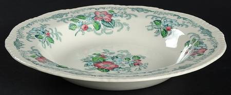 Apple Blossom Green Rim Soup Bowl