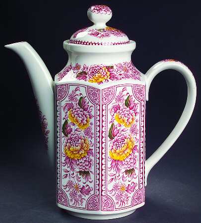 Canterbury Red Multicolor Coffee Pot & Lid