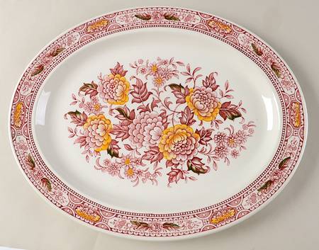 Canterbury Red Multicolor 14" Oval Serving Platter