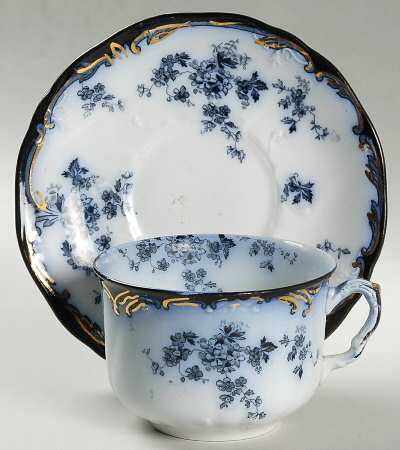 Chiswick (Flow Blue) Flat Cup & Saucer Set