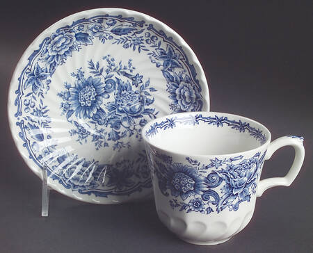 Clifton Blue and White Flat Cup & Saucer Set