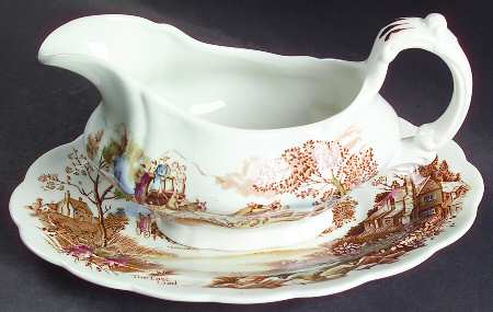 Coaching Days Multicolor (White) Gravy Boat & Underplate