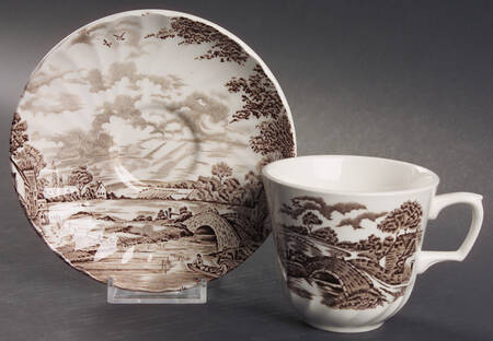 Country Days Brown Flat Cup & Saucer Set