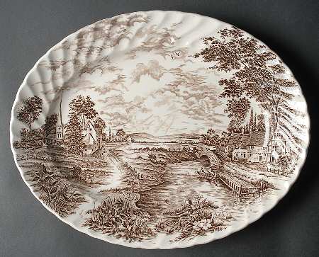 Country Days Brown 14" Oval Serving Platter
