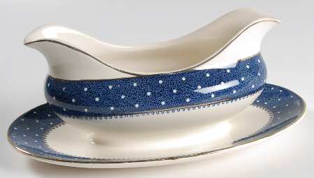 Conway Blue Gravy Boat with Attached Underplate