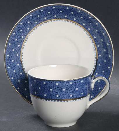 Conway Blue Flat Cup & Saucer Set