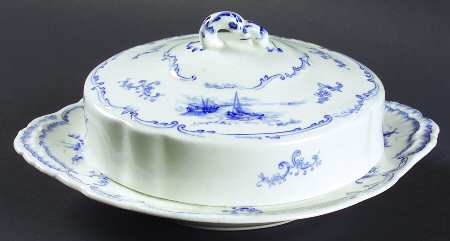 Delft Blue (No Trim) Round Covered Butter