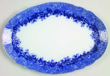 Dundee (Flow Blue) 12" Oval Serving Platter