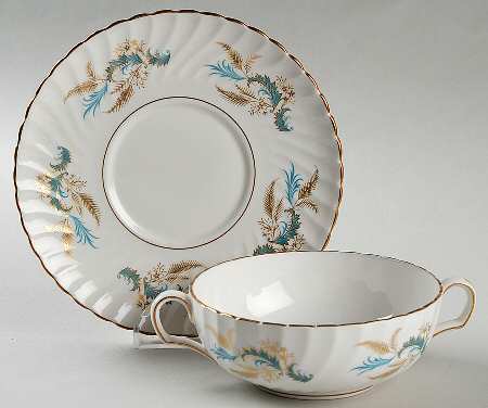 Golden Rhapsody Flat Cream Soup Bowl & Saucer Set