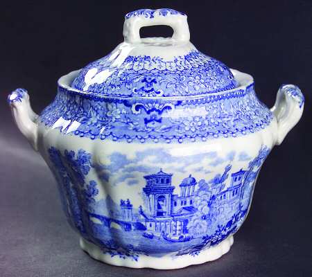 Grecian Blue Sugar Bowl & Lid