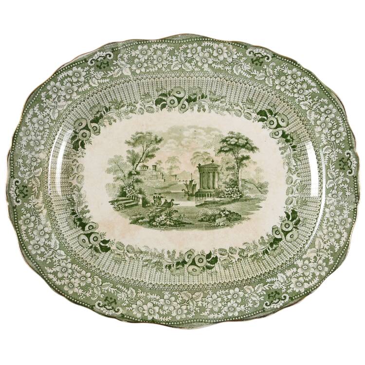 Grecian Green 17" Oval Serving Platter