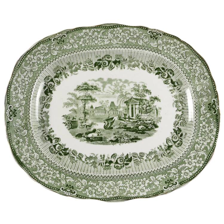 Grecian Green 15" Oval Serving Platter