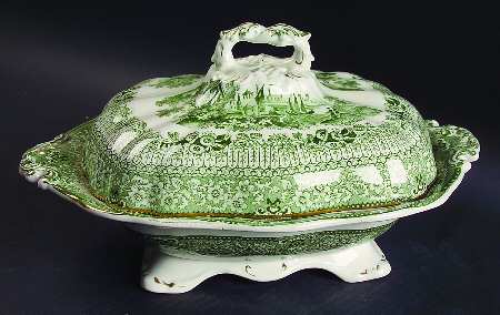 Grecian Green Oval Covered Vegetable