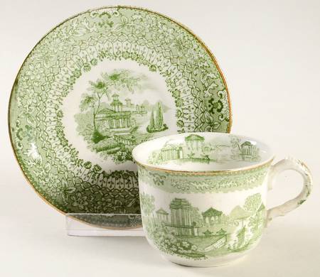Grecian Green Flat Demitasse Cup & Saucer Set