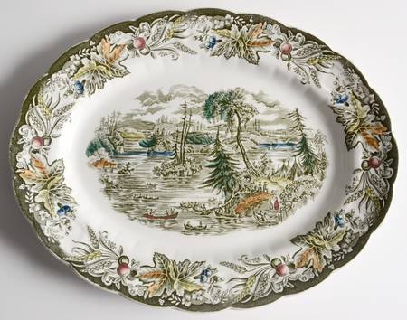 Heritage Green Multicolor 12" Oval Serving Platter