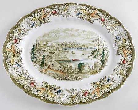 Heritage Green Multicolor 15" Oval Serving Platter