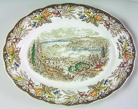 Heritage Green Multicolor 13" Oval Serving Platter