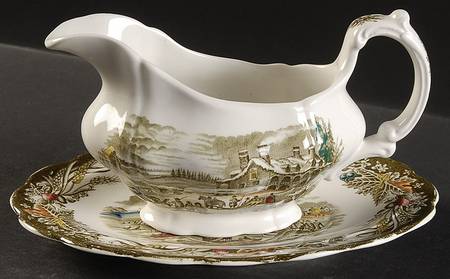 Heritage Green Multicolor Gravy Boat & Underplate/Relish
