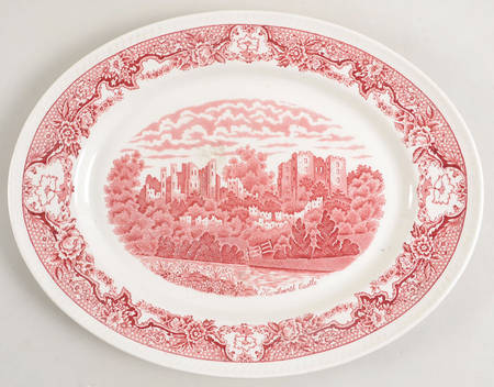 Historic Castles Pink 14" Oval Serving Platter