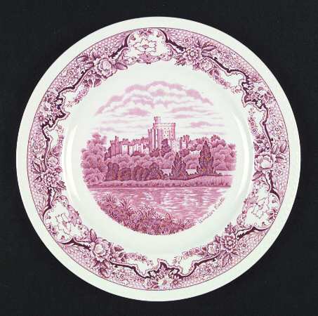 Historic Castles Pink Dinner Plate