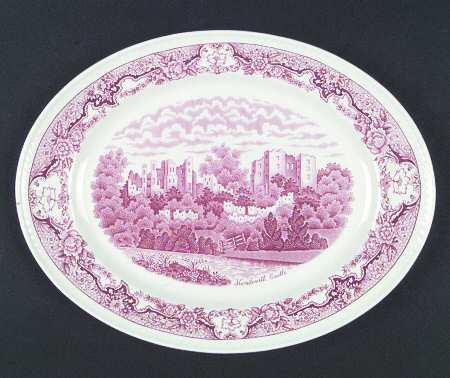 Historic Castles Pink 12" Oval Serving Platter