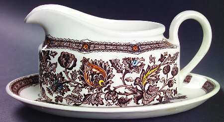 Jacobean Brown Gravy Boat & Underplate/Relish