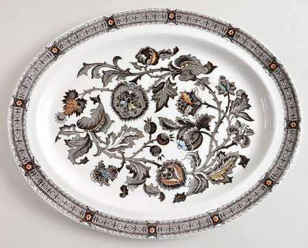 Jacobean Brown 12" Oval Serving Platter