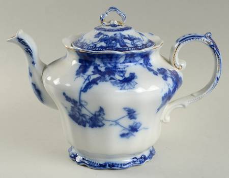 Lonsdale (Flow Blue, Gold Trim) Teapot & Lid