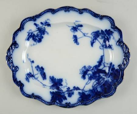 Lonsdale (Flow Blue, Gold Trim) 13" Oval Serving Platter