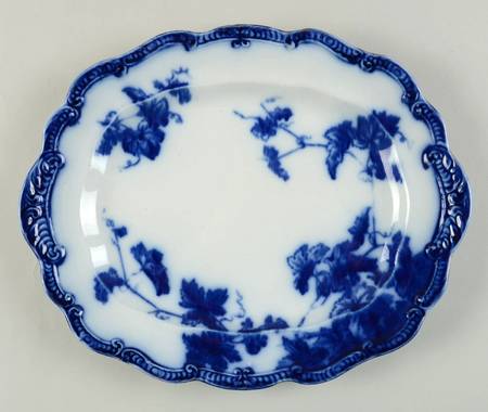 Lonsdale (Flow Blue, Gold Trim) 11" Oval Serving Platter