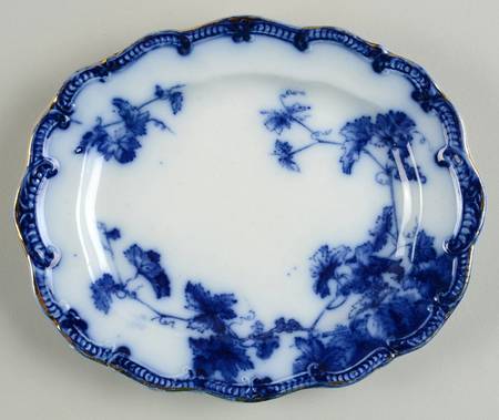 Lonsdale (Flow Blue, Gold Trim) Bone Dish