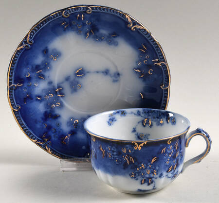 Lugano (Flow Blue) Flat Cup & Saucer Set