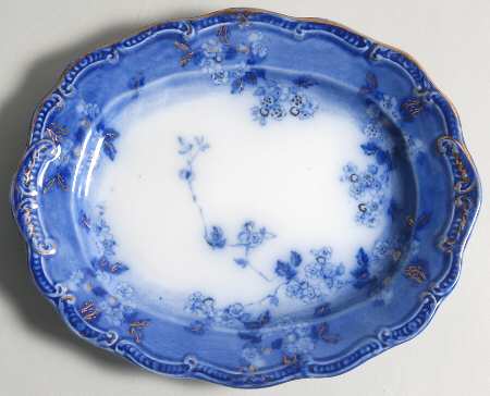 Lugano (Flow Blue) 9" Oval Serving Platter