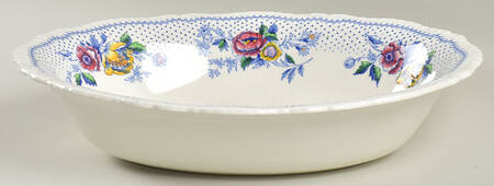 Lynton Blue Multicolor 9" Oval Vegetable Bowl