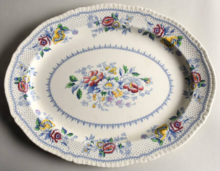 Lynton Blue Multicolor 16" Oval Serving Platter
