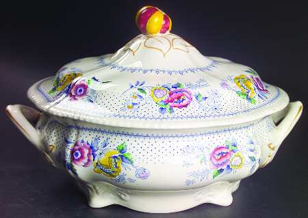 Lynton Blue Multicolor Round Covered Vegetable