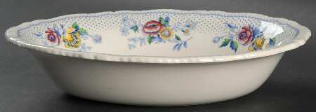 Lynton Blue Multicolor 10" Oval Vegetable Bowl