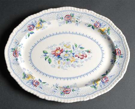 Lynton Blue Multicolor 12" Oval Serving Platter