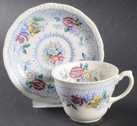 Lynton Blue Multicolor Flat Demitasse Cup & Saucer Set