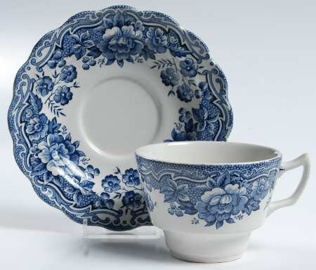 Marlborough Blue Flat Cup & Saucer Set