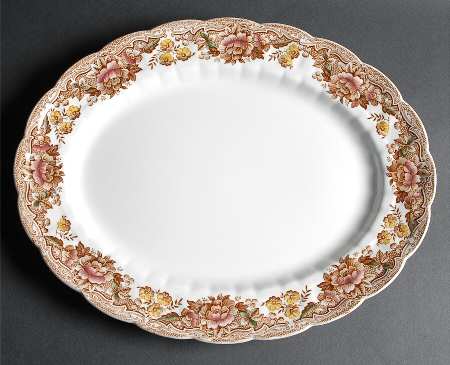 Marlborough Multicolor Brown 15" Oval Serving Platter