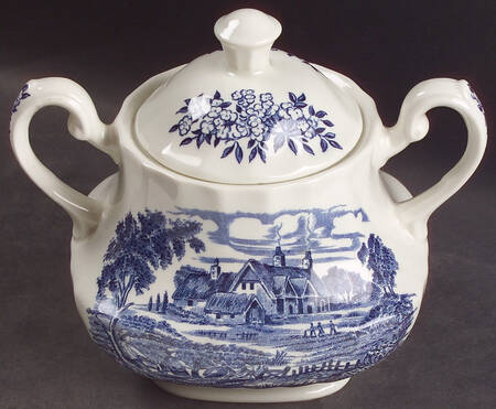 Meadowsweet Blue Sugar Bowl & Lid