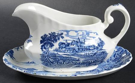 Meadowsweet Blue Gravy Boat & Underplate/Relish