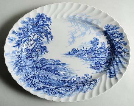 Meadowsweet Blue 16" Oval Serving Platter