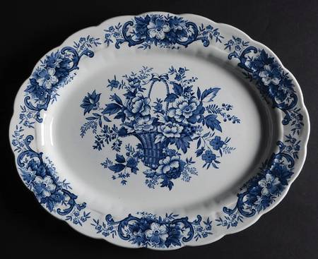 Old English Bouquet Blue 13" Oval Serving Platter