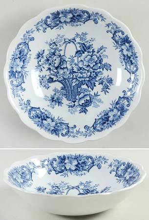 Old English Bouquet Blue Coupe Cereal Bowl