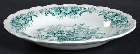 Old English Bouquet Green Rim Soup Bowl