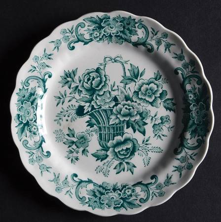 Old English Bouquet Green Bread & Butter Plate