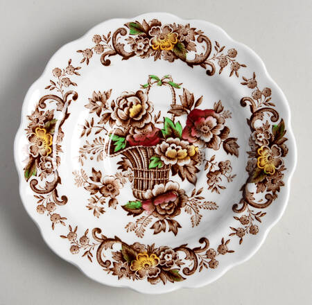 Old English Bouquet Brown Multicolor Saucer